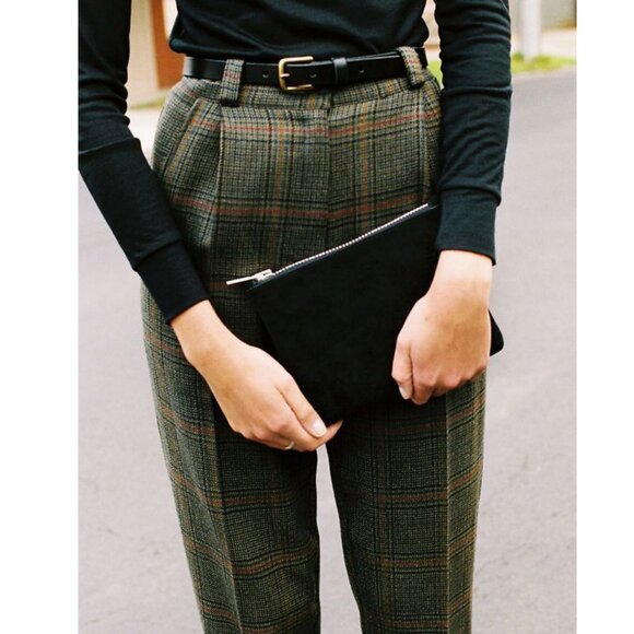 Australian Brand CAVES COLLECT Green Check 100% Wool Alice Ciggie Pants - Picture 1 of 10
